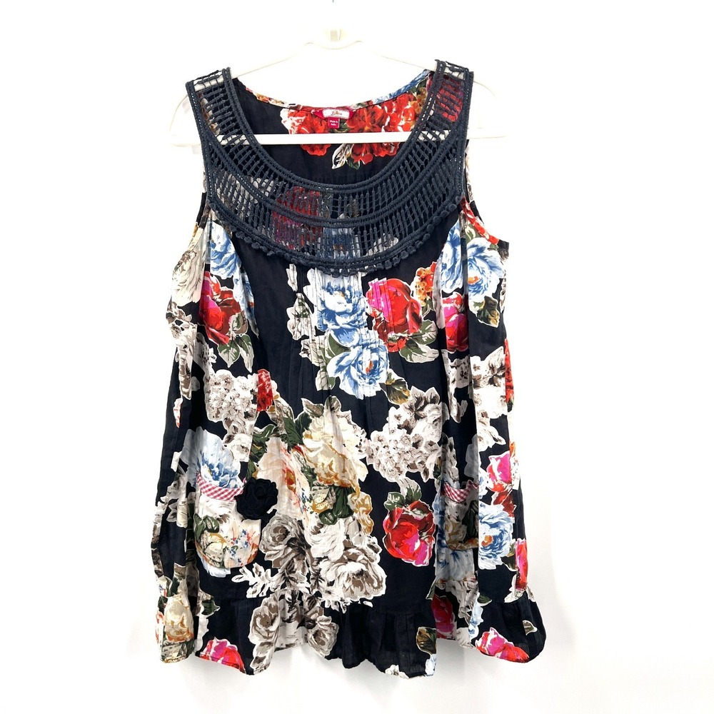 Joe Bowns lagenlook boho floral ruffle tunic top feminine crochet funky 14
